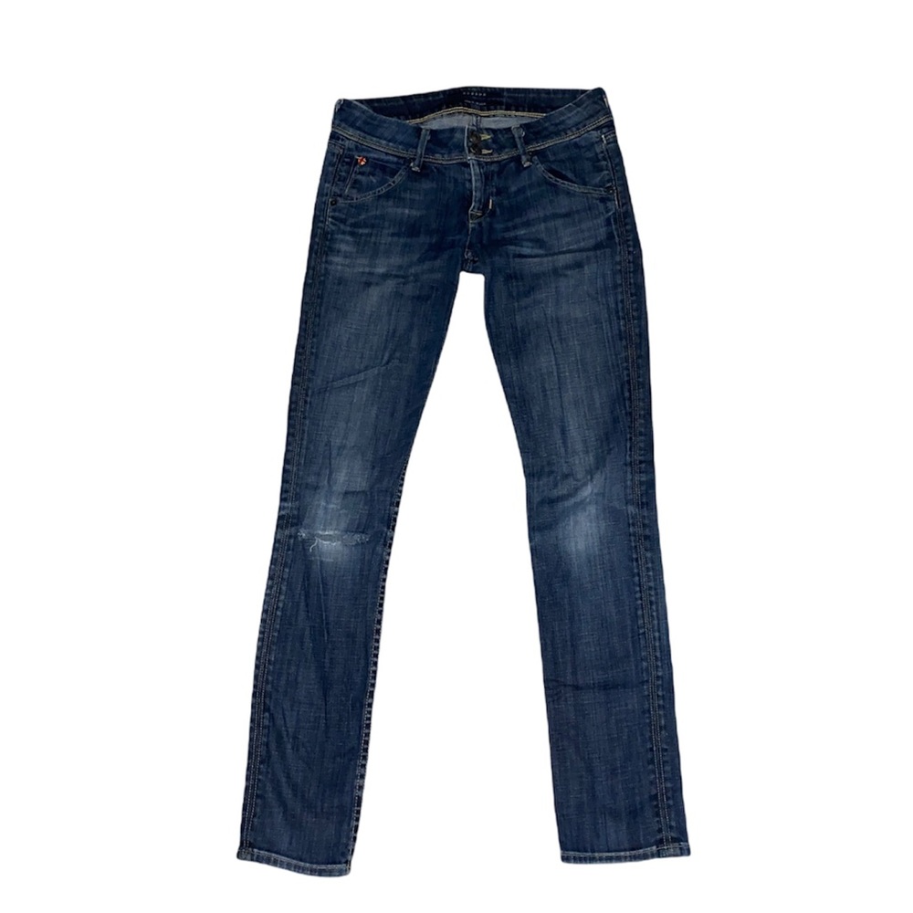Hudson Dark Blue Wash Busted Knee Skinny Jeans sz 25